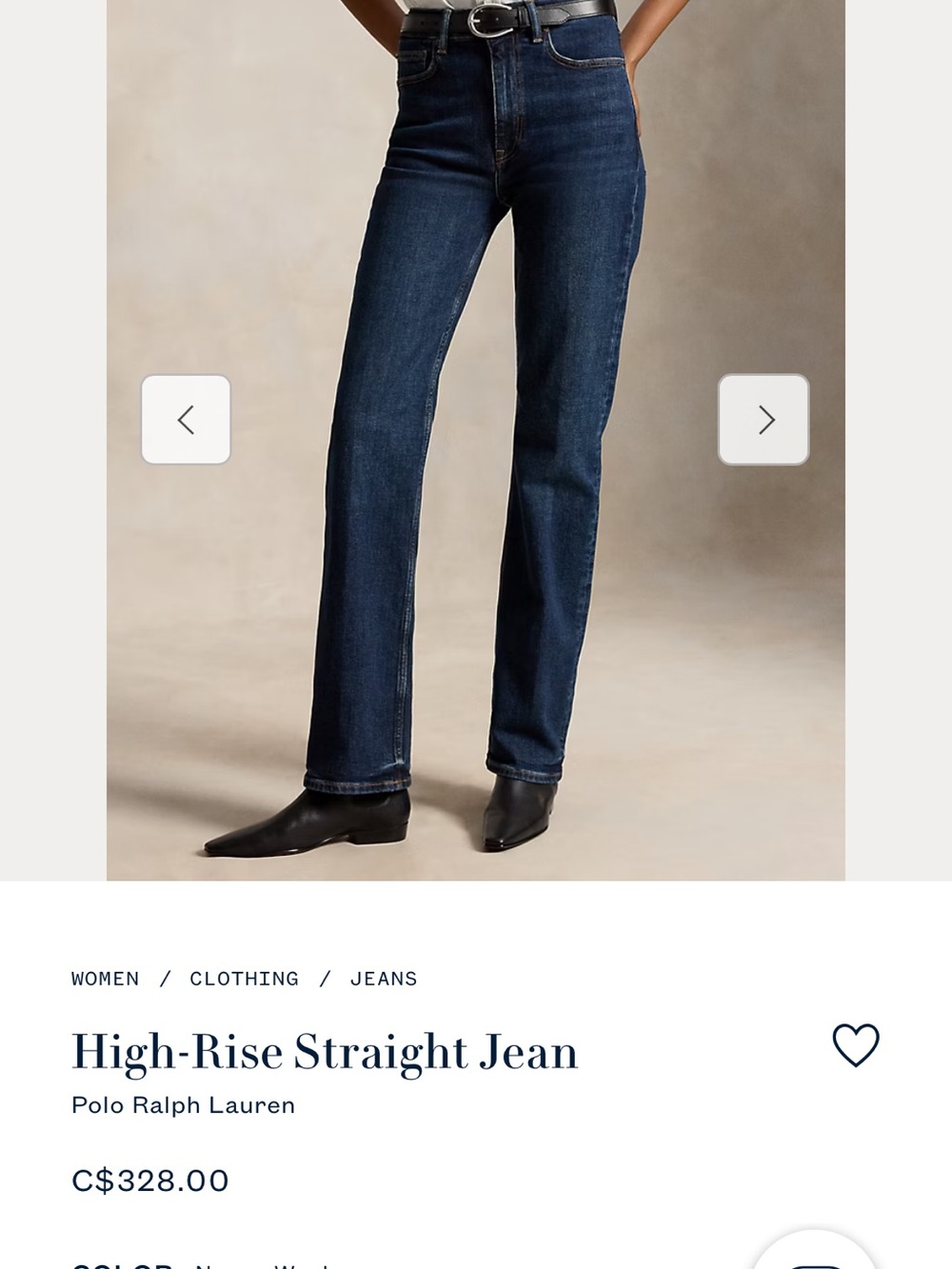 Polo by Ralph Lauren High-Rise Straight Jeans - Dark Indigo